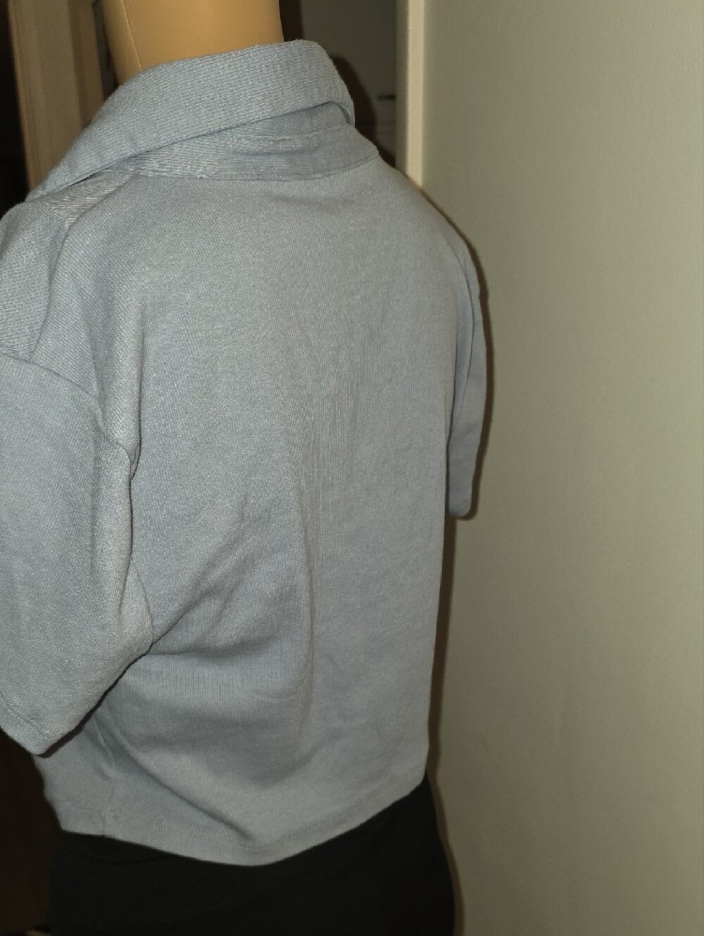 Aeropostale Light Blue Cropped Button-Front Polo - Picture 6 of 7